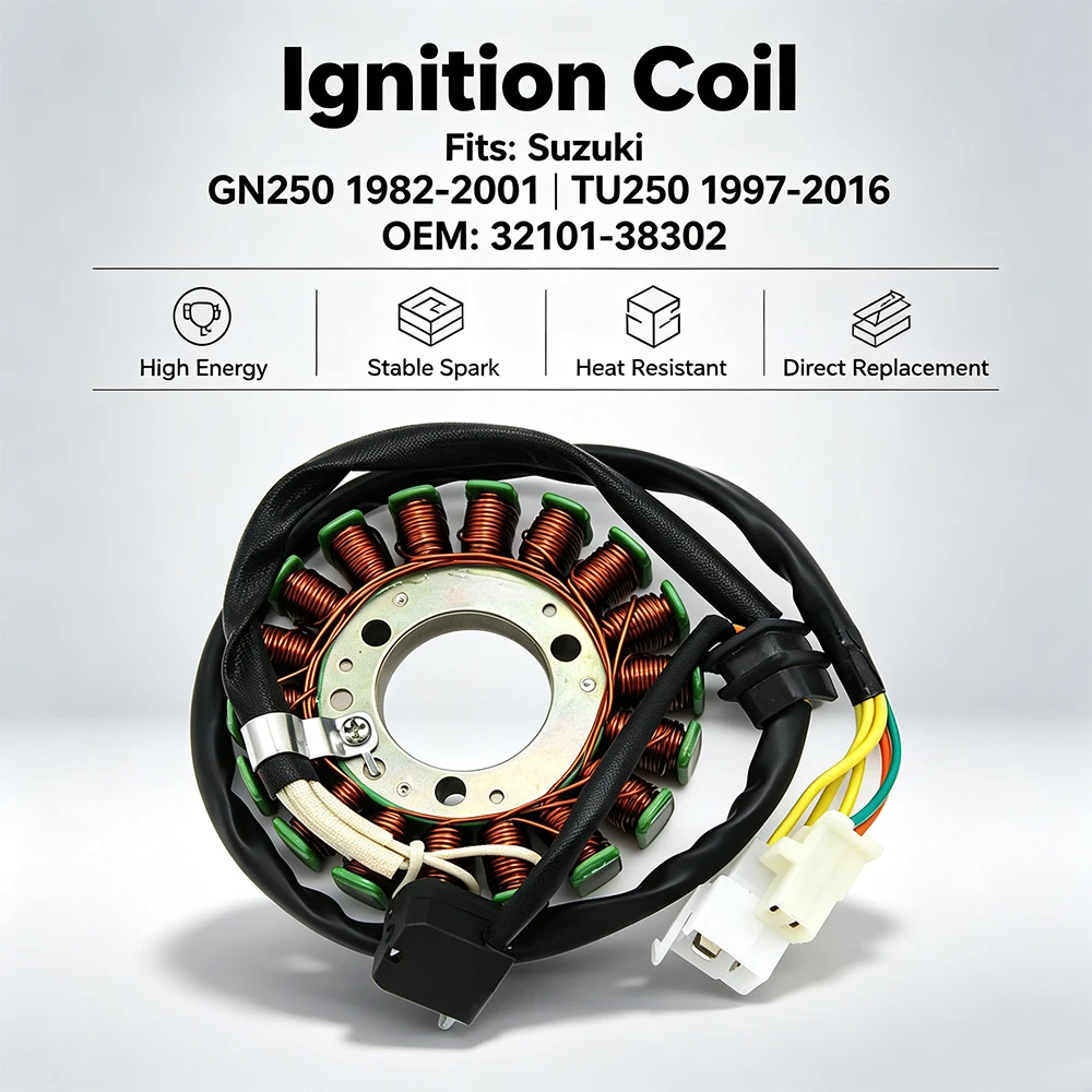 32101-38302 Motorcycle Ignition Generator Stator Coil For Suzuki GN250 TU250 1997-2016