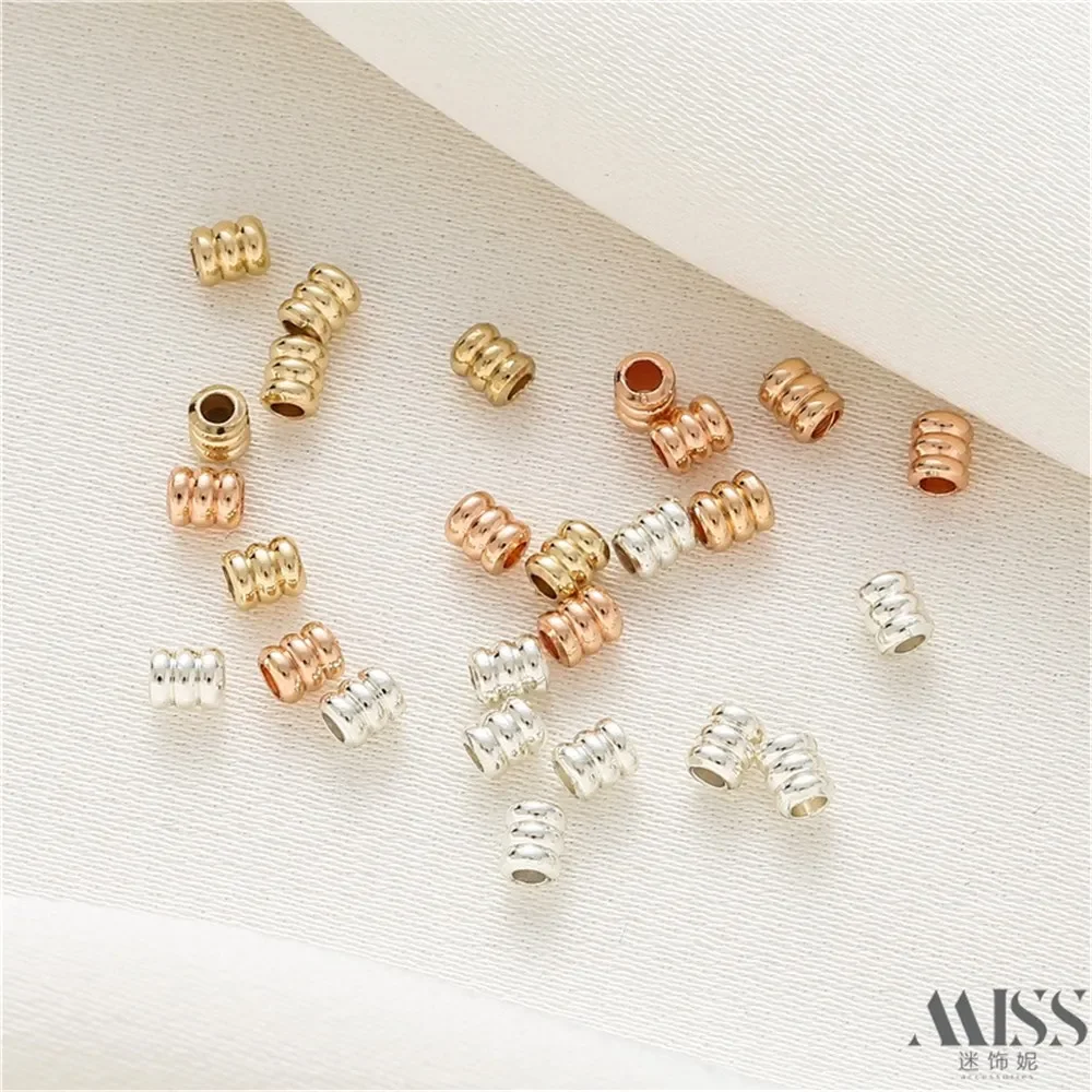 14K Gold-packed Color Silver Rose Gold 2.5mm Spring-threaded Bucket Beads DIY Handmade Loose Beads Jewelry Accessories