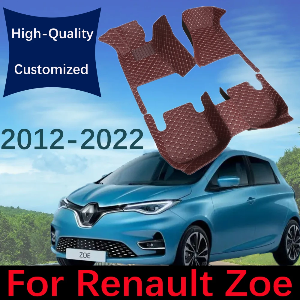 Custom Leather Car Floor Mats For Renault Zoe E-Tech Electric 2012~2022 Automobile Carpet Rugs Foot Pads Interior Accessories