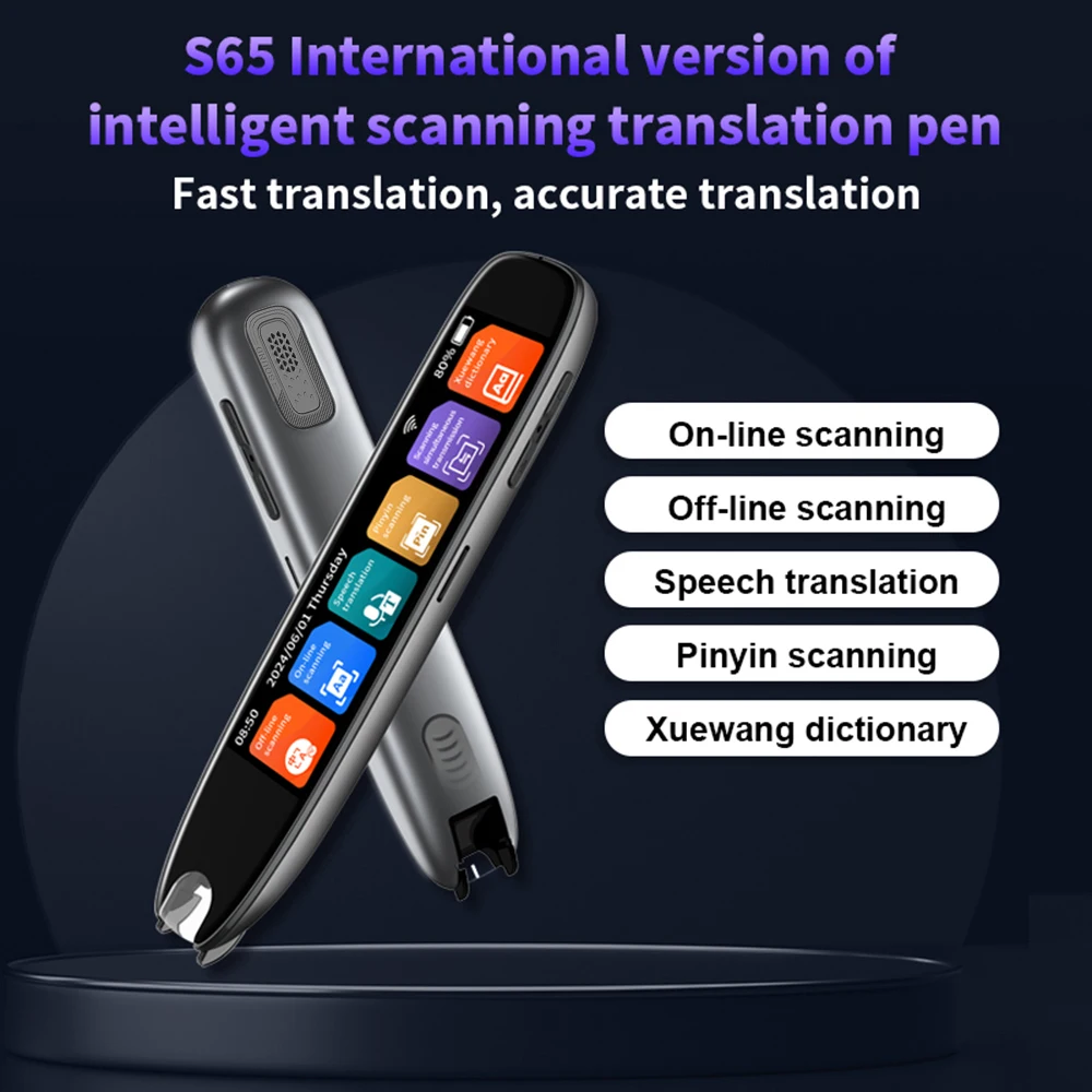 S65 Dictionary Translation Pen Scan Reader Device Text Scanning Reading Translator WiFi/BT 142 Languages Online Translate