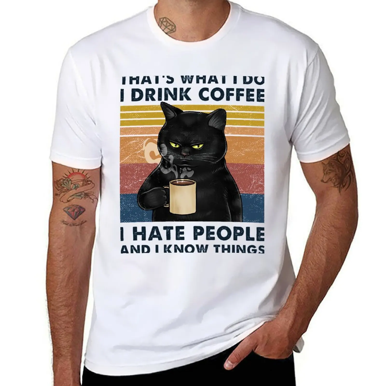 

Vintage That's what i do i drink coffee I hate people and know things T-Shirt Breathable Workout Short Sleeve Top