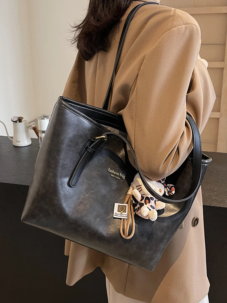 Faionable Borsa a tracolla da donna casual di grande capacità Borsa tote per pendolari retrò alla moda Sli Borsa tote per pendolari alla moda