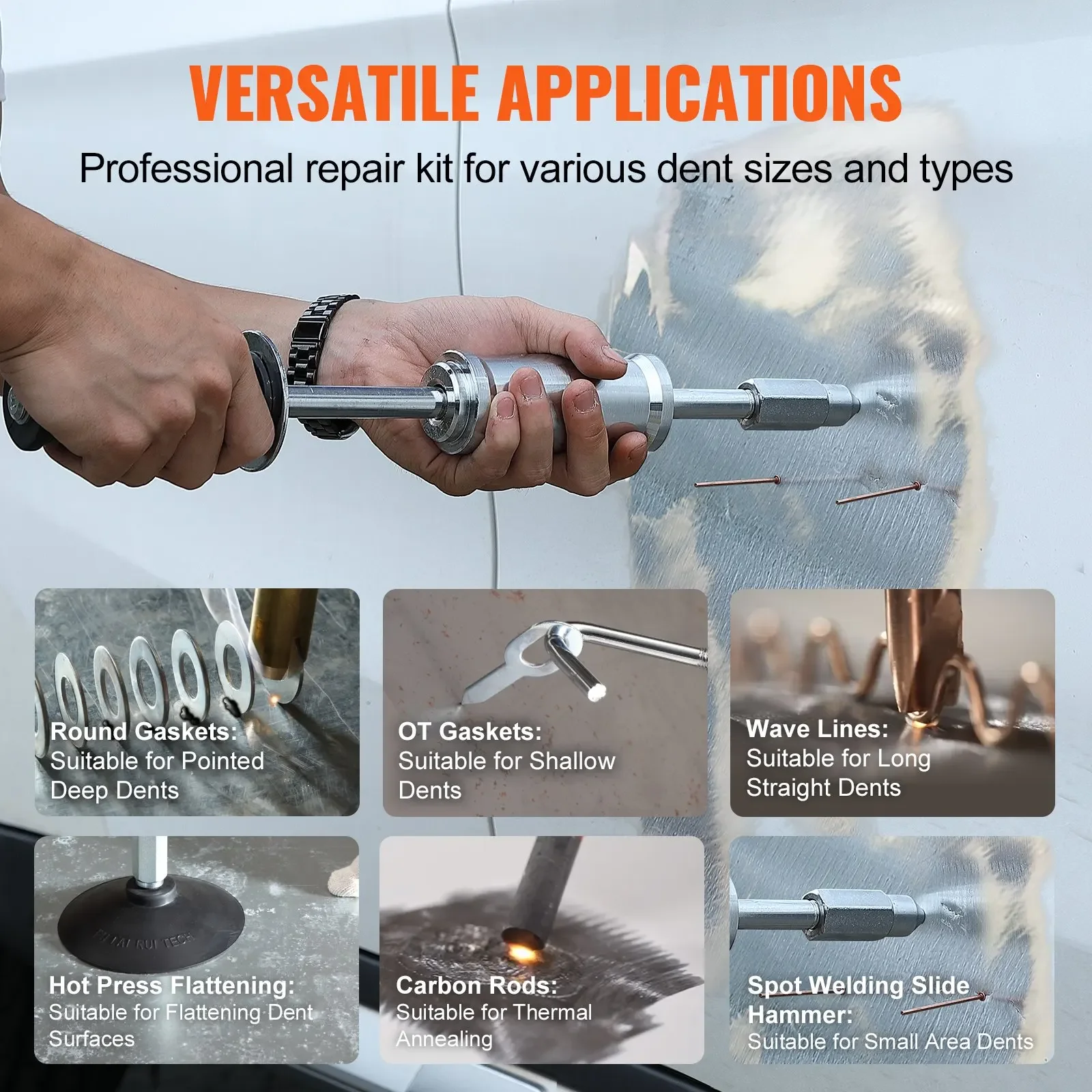 Imagem -04 - Vevor-stud Soldador Dent Repair Kit Dent Extrator Modos de Soldagem Máquina de Solda para o Corpo do Carro kw