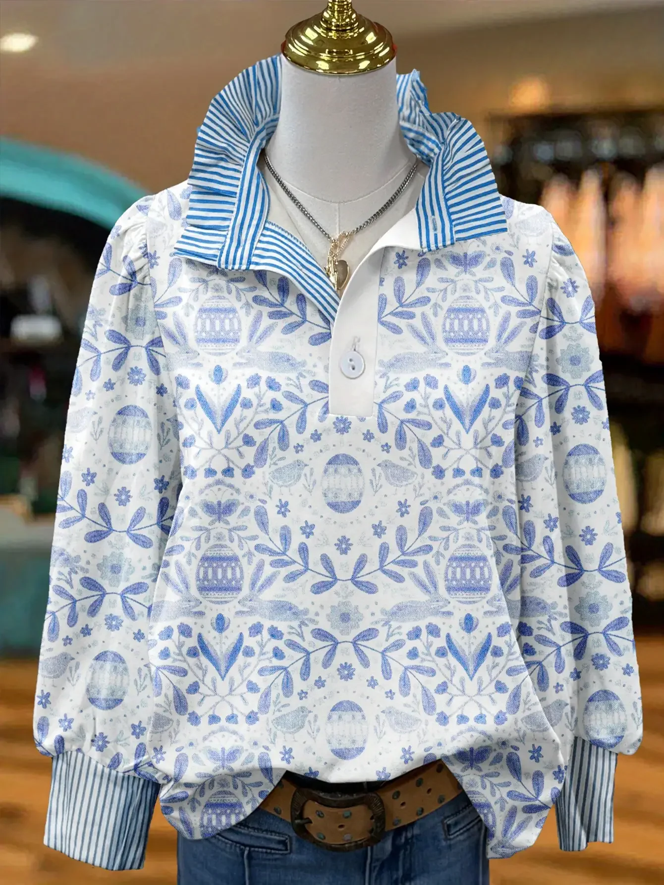 

2026 Women's Top Spring and Autumn Winter Women's Stand up Collar Shirt Long Sleeve,Casual pullover shirt top