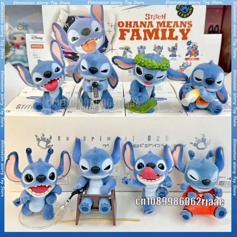 Caja ciega Original Stitch Ohana significa serie familiar, adornos de punto Kawaii, caja misteriosa, decoración, colección de figuras de Anime, regalos