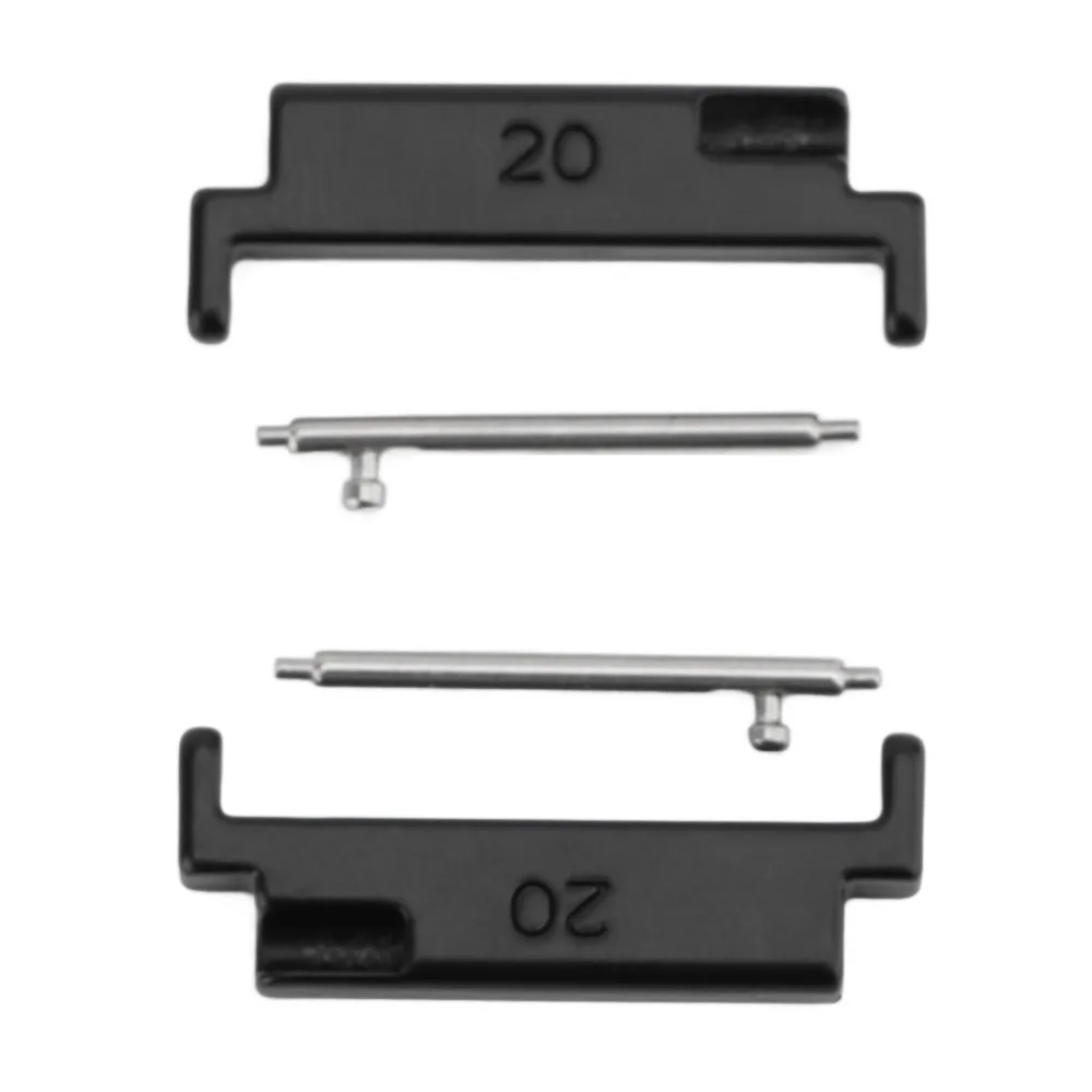 1 Pair Black Color Watch Band Adapter 20 To 22mm Metal Material Band Connection Adapter Watch Strap Connector