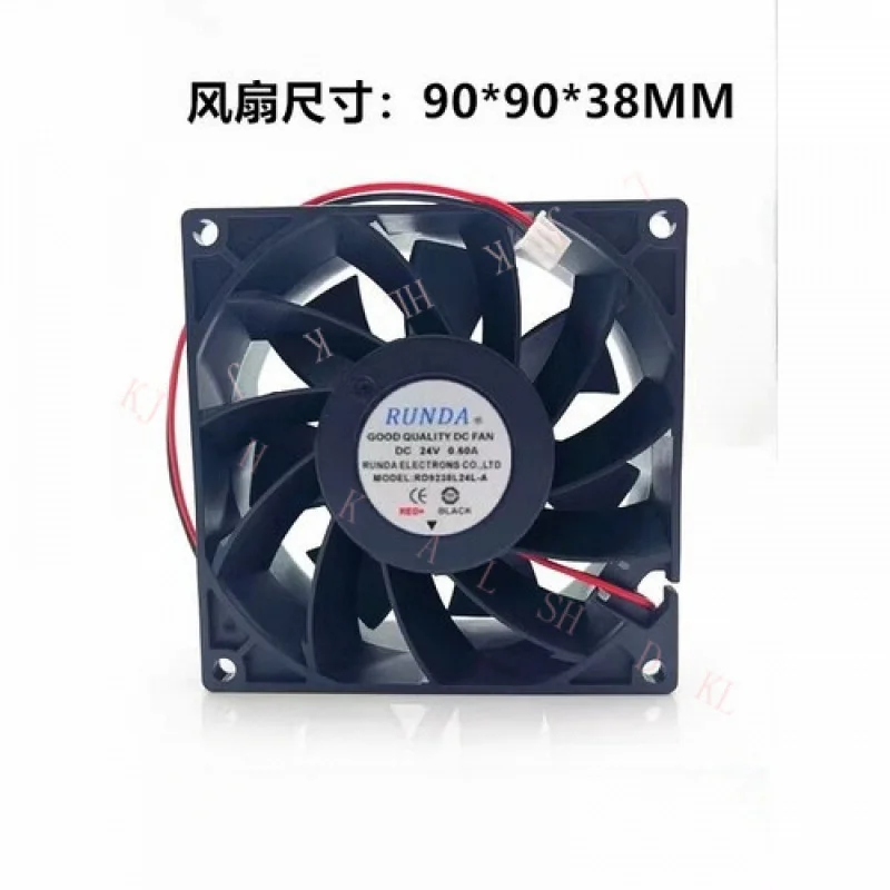 

N FOR RUNDA RD9238L24L-A 9038 DC24V 0.60A 9CM 2-Wire Inverter Cooling Fan