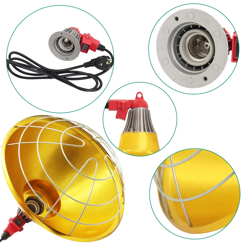 Scaldasalviette per maiali e bestiame, paralume per lampada riscaldante, temperatura regolabile, per coltivazione di pollame, oca, maiale, lampada per la conservazione del calore