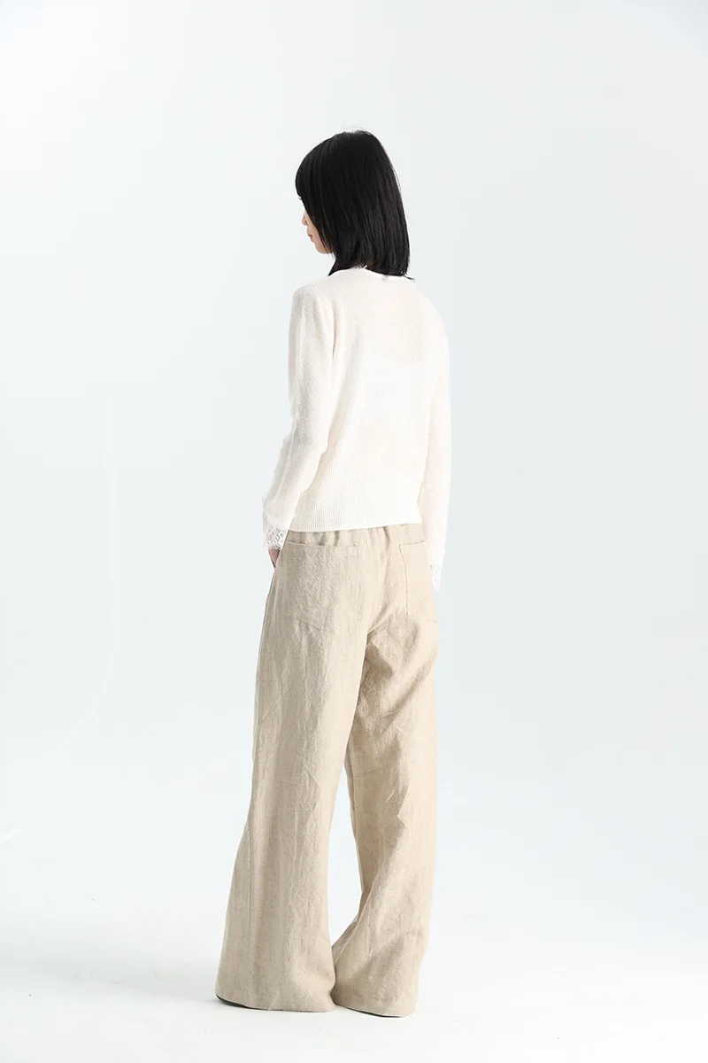 Winsleter-60.1%ขนแกะ 8%แคชเมียร์เสื้อสเวตเตอร์หรูหรา,ผู้หญิง V คอลูกไม้เย็บปะติดปะต่อกัน,ฝรั่งเศสถักเสื้อคาร์ดิแกน,ฤดูใบไม้ร่วง 2025 T58403CC