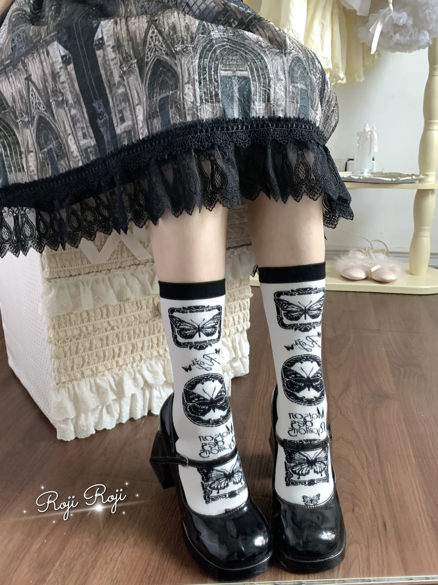 Japanese Cartoon Butterfly Gallery Lolita Lace Socks Women's Summer Breathable Pure Cotton Lolita Bow Slim Leg Socks Soft Sister