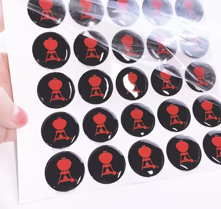 Customized 3D printed epoxy resin transparent label with strong adhesive dome sticker, transparent epoxy dome sticker