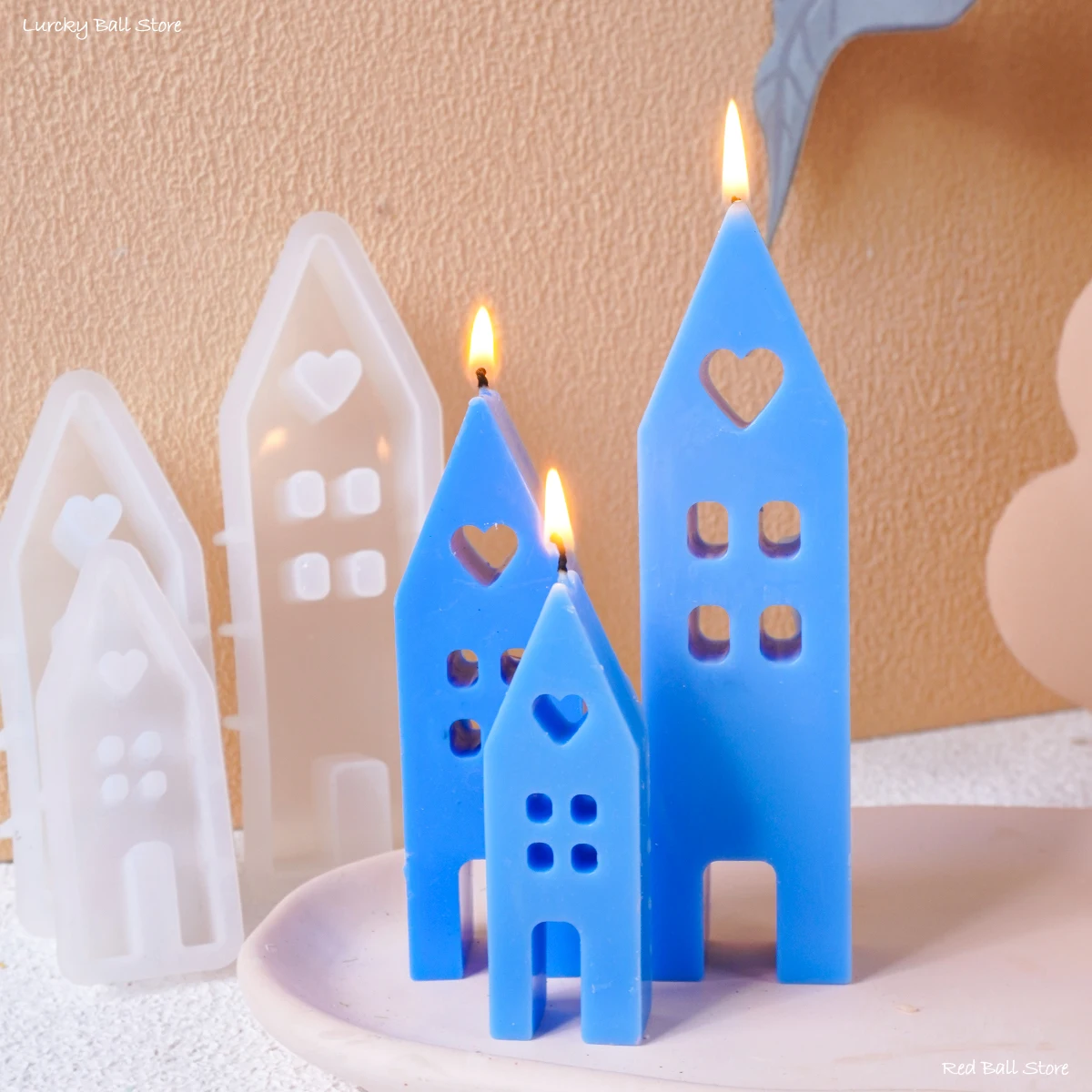 DIY Light House Silicone Mold Star Heart Houses Concrete Resin Ornament Casting Mould Candle Making Supplies Home Decor Crafts