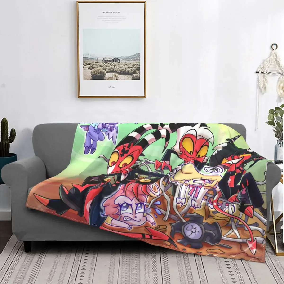 Helluva Boss Blitzo Adult Animation Blanket Flannel Decoration Characters Portable Home Bedspread