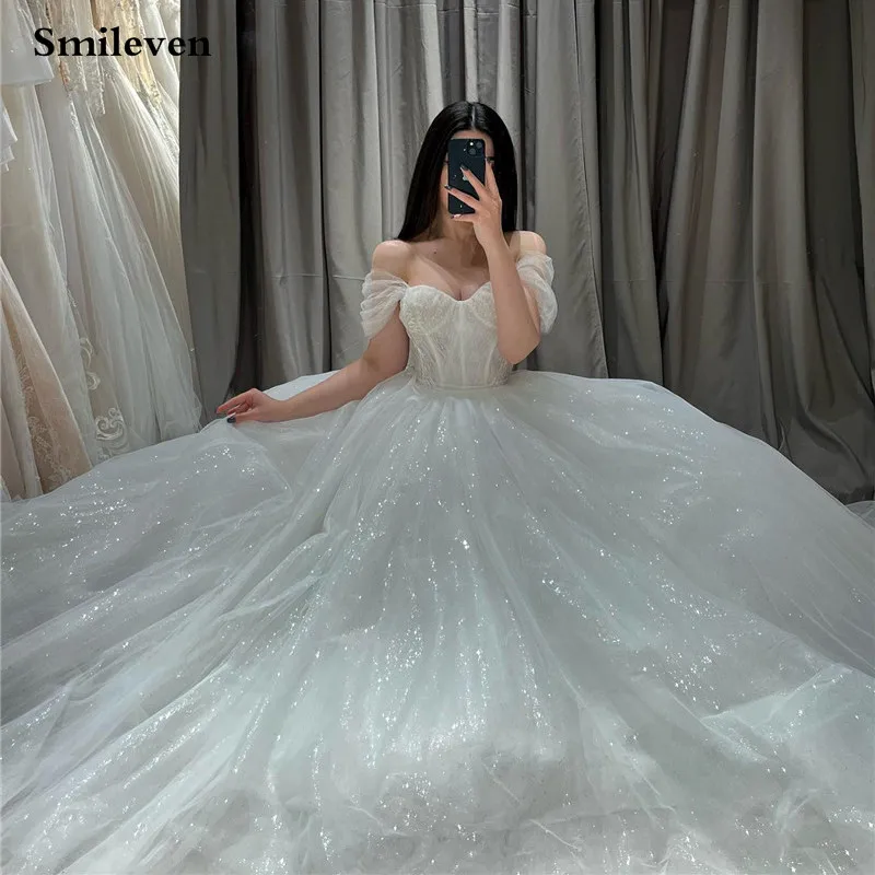 

Smileven Shiny Glitter Wedding Dress Off The Shoulder Corset Bride Dresses Robe De Mariee Wedding Gowns 2023