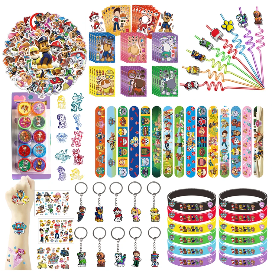 هدايا عيد الميلاد المفضلة لحفلات باو باترول تتضمن ملصقات كرتونية وسوار ختم وحشو تخزين عيد الميلاد ومستلزمات الحفلات والألعاب #1