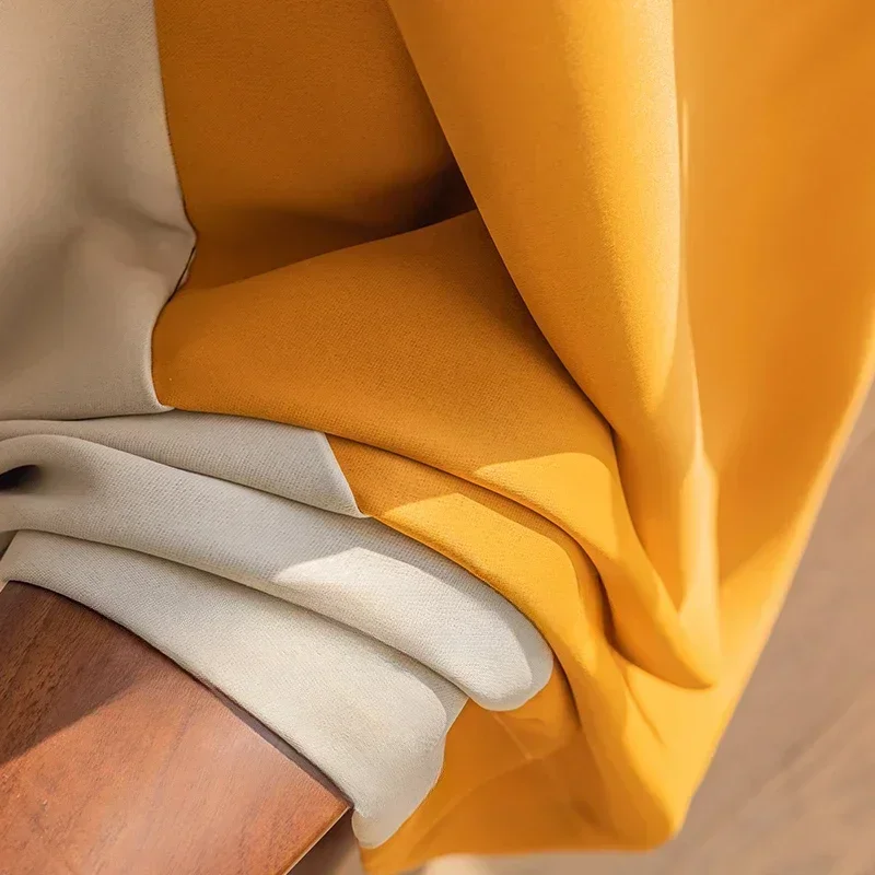 

New Cream And Orange Blackout Curtains Thickened Bedroom Living Room Light Luxury Modern Simple Solid Color Window Custom Cloth