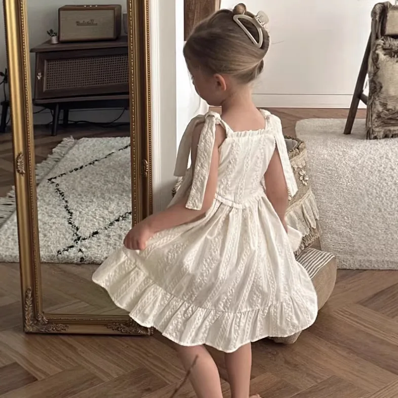 2026 New Russian Girls Spring Summer Cotton Embroidery Casual Suspender British Dress Sleeveless Princess Dress