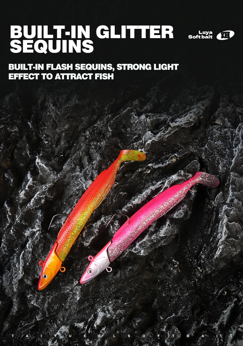 TAIYU Set Leuchtköder Weichköder Aal T-Flosse 12cm 23g Langsam Sinkender Bleikopf-Lure Kunstköder für Barsch/Forelle/Hecht – Detail 9