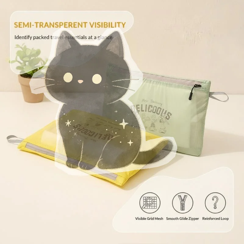 Travel Luggage Organizer Storage Bags Water Resistant Thickened Fabric Mesh Pockets Durable Packing Cubes for Long-term Travel