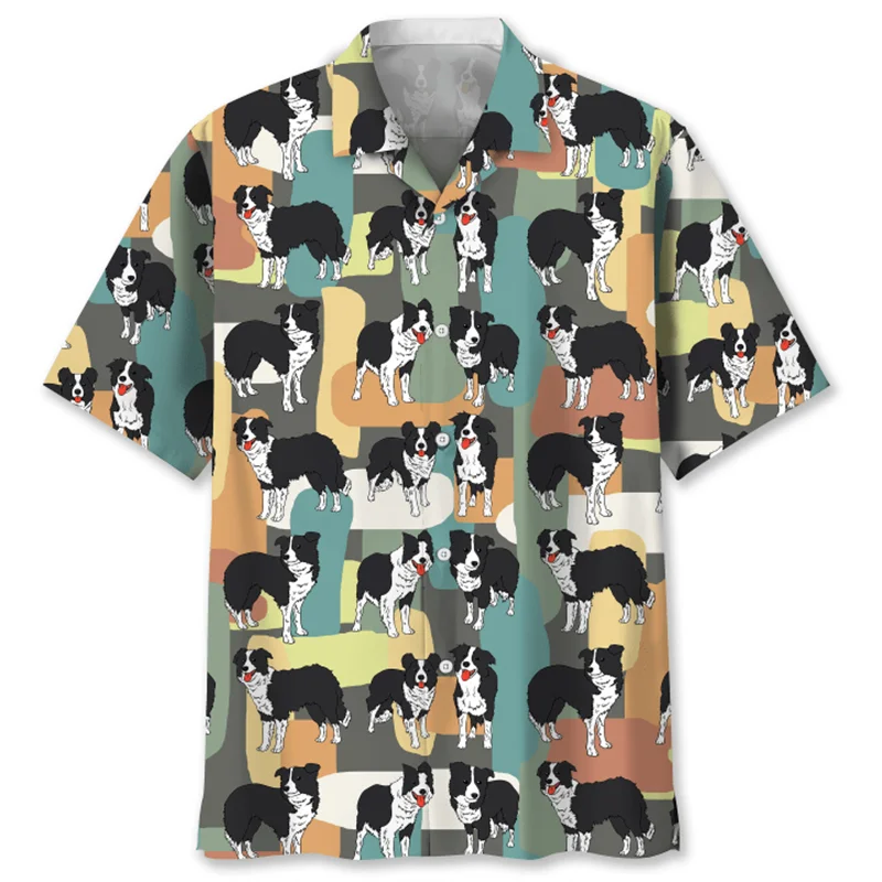 Summer Dog Graphics Hawaiian Shirts For Men 3D Printed Animal Short Sleeve Street Button Blouse Women Y2k Oversized Lapel Shirt