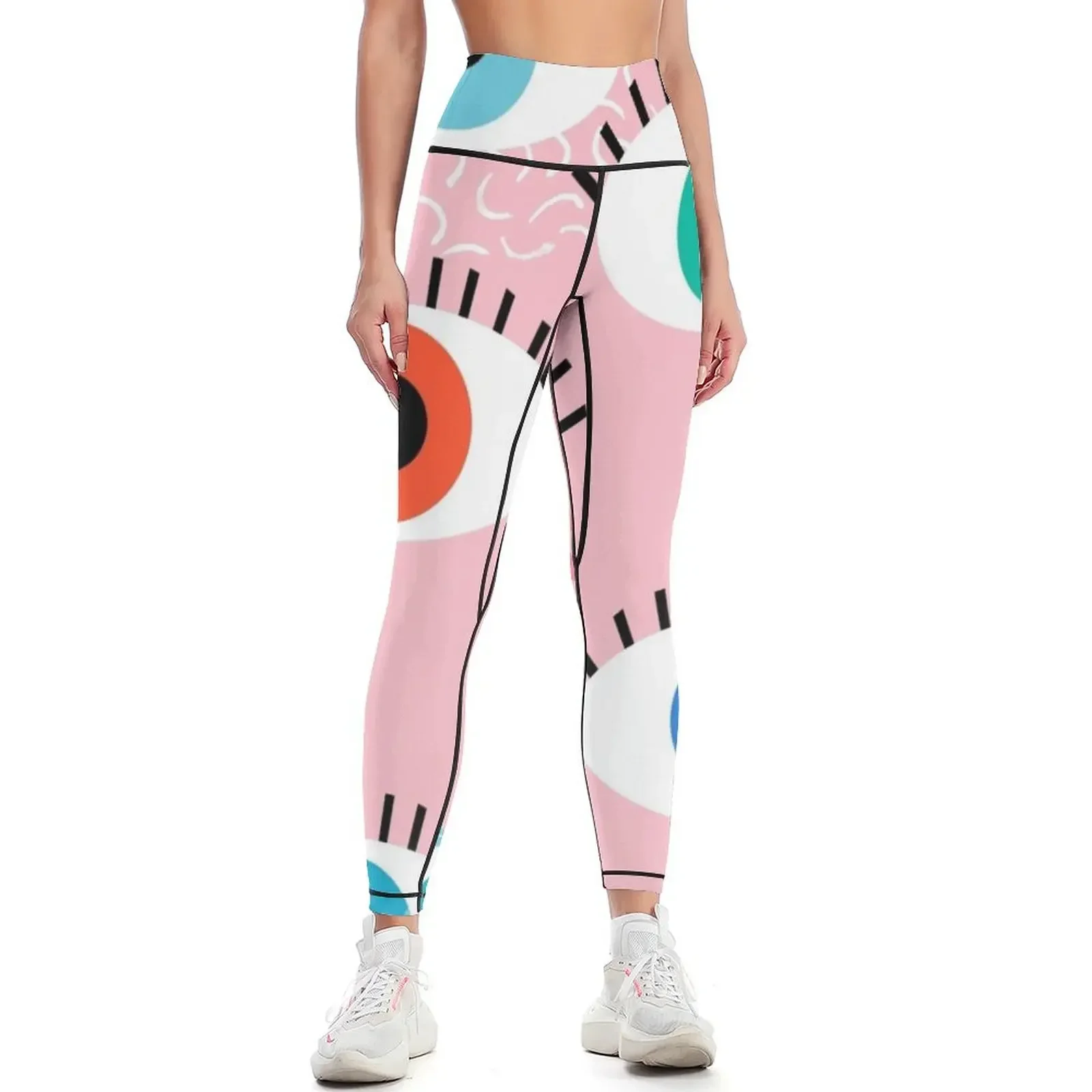 

Noob - eyes memphis retro throwback 1980s 80s style neon art print pop art retro vintage minimal Leggings