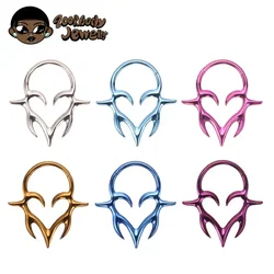 ASTM F136 TItanium Tribal Fangs Hinged Clicker SEG Septum Piercing Heart Totem Errings Forward Helix Anodized Punk Body Jewelry