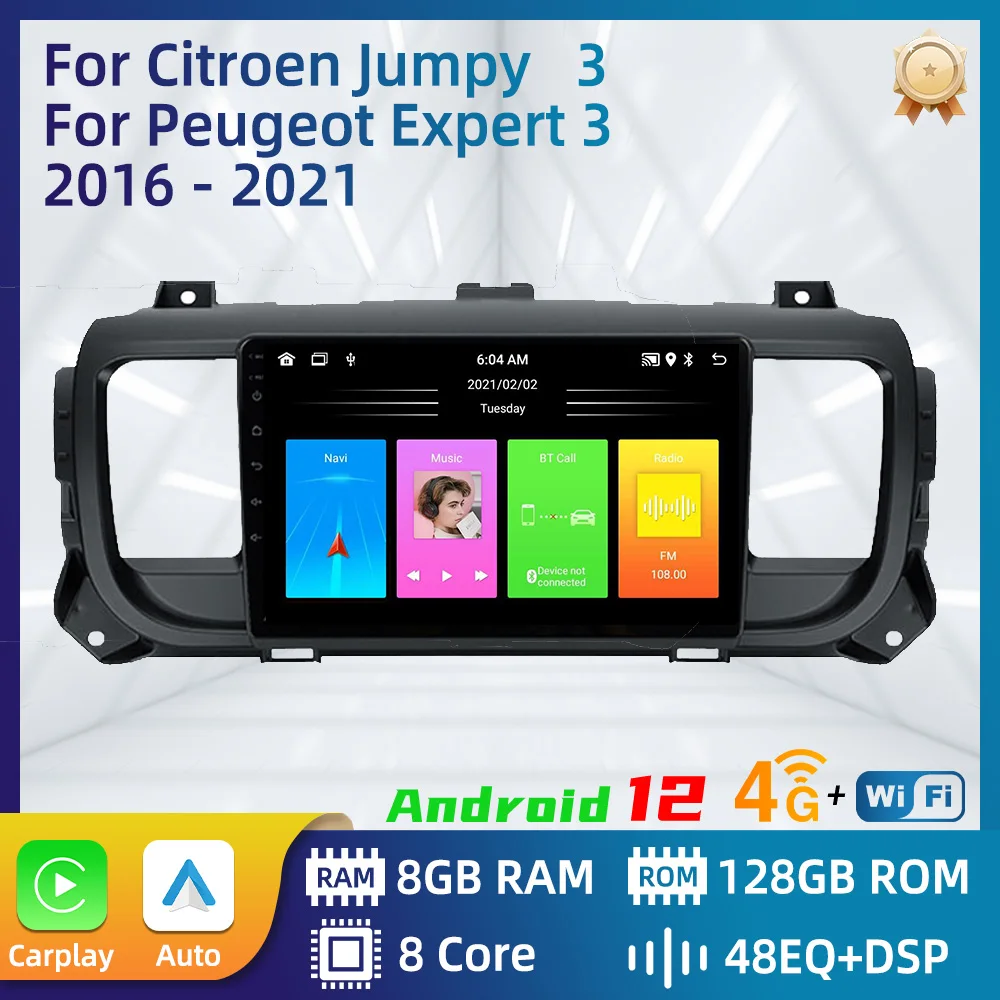 

Car Radio for Peugeot Expert 3 Citroen Jumpy 3 SpaceTourer 2016 - 2021 2Din Android Car Multimedia Player CarPlay GPS Navigation