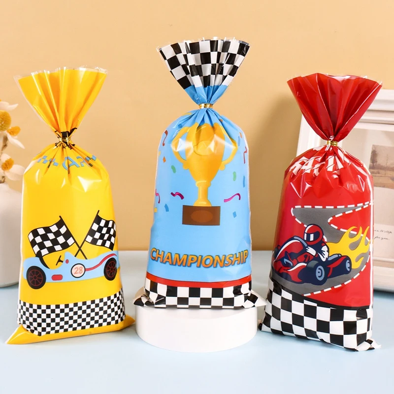 Bolsas de Regalo con Temática de Carreras de Autos, 25/50 Piezas, Artículos para Fiestas de Autos de Carrera, para Dulces, Regalos, Golosinas, Recuerdos de Cumpleaños
