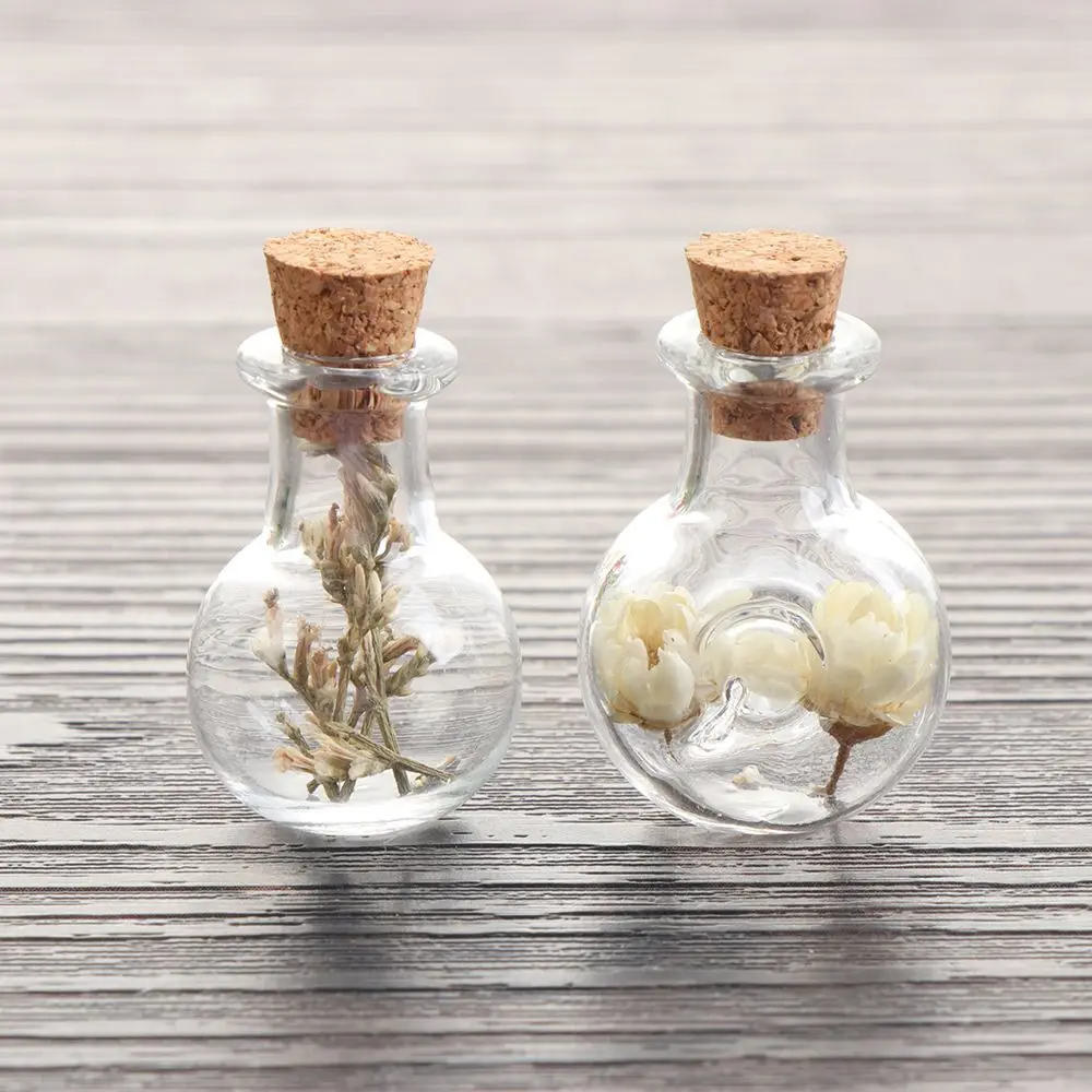 5pcs Mini Glass Cork Bottles Empty Sample Jars Wishing Bottle Wedding Home Decoration DIY Pendants Cork Stopper Storage Vial