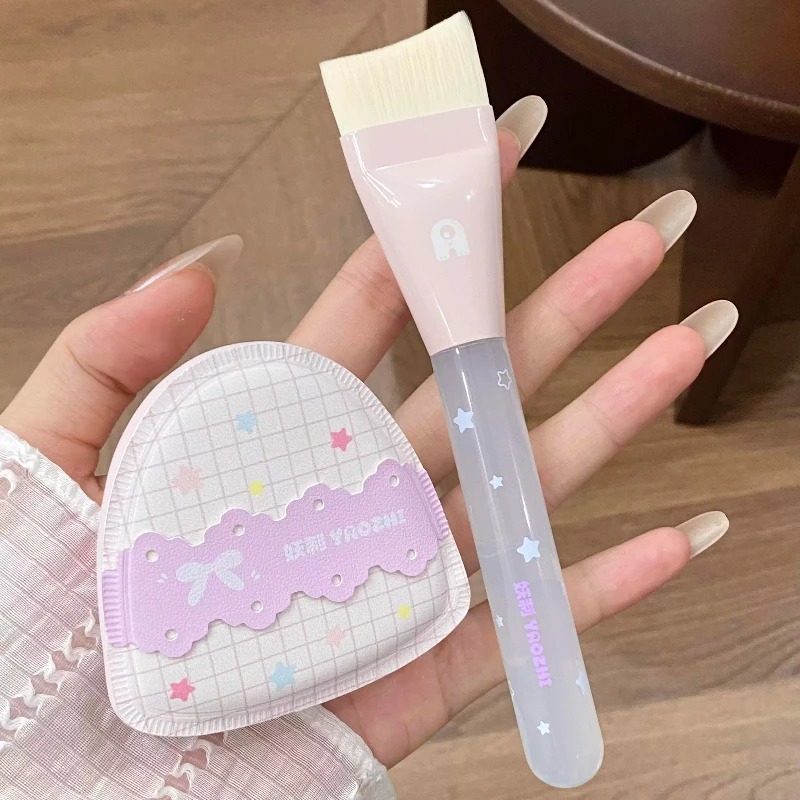 YAOZHI Makeup Sponge & Flat Foundation Brush Set Hydrating Fit Foundation Applicator Dry Wet Use Makeup Tool