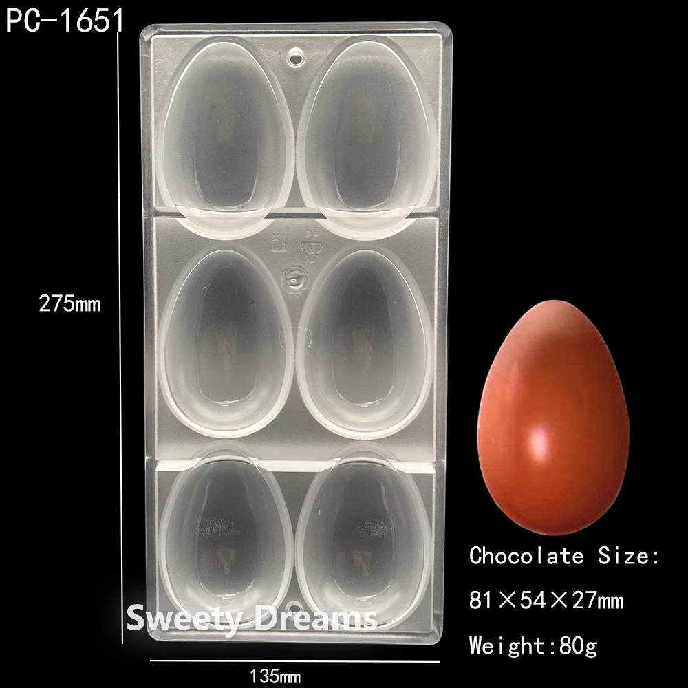 Happy Easter Egg Polycarbonate Chocolate Mold Form Baking Sweets Candy Pastry Confectionery Decoration Cake Bakery Tools