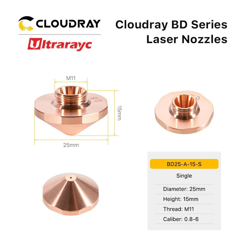 Ultrarayc For Bodor Fiber Laser Nozzles Single & Double Layers Dia.25mm H15mm M11 for Precitec Fiber Laser Cutting Head