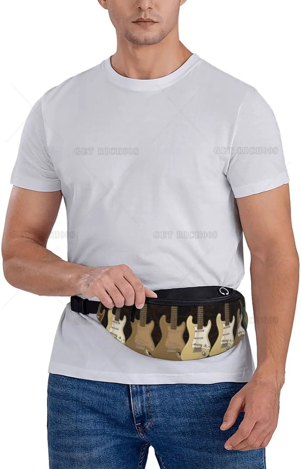 حزمة فاني بنمط الجيتار الفني للرجال والنساء، حقائب خصر عصرية للجري، حقائب كروس، حقيبة بحزام مع حزام رياضي قابل للتعديل