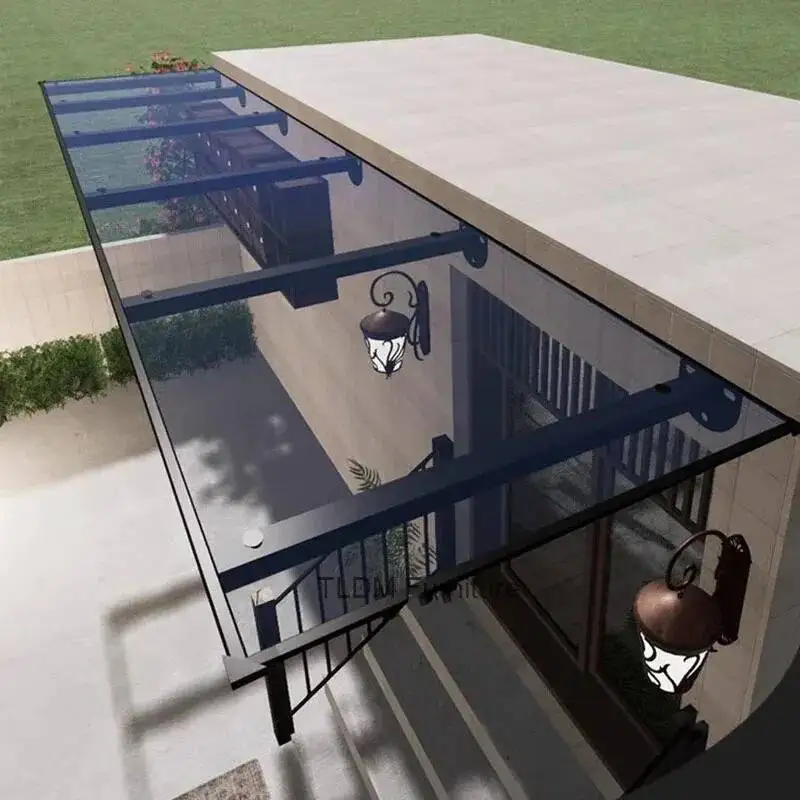 Outdoor Gazebos Imitation Glass Shed Door Awning Window Endurance Board Silent Villa Transparent Awning Sunproof Pergola Tent