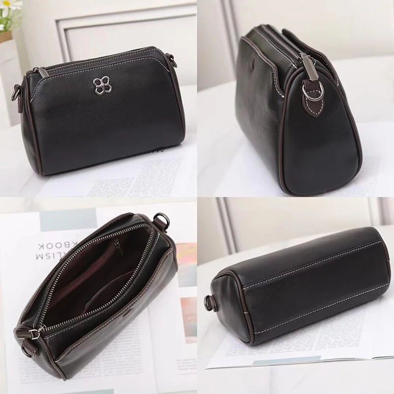 Female Genuine Leather Single Shoulder Bag Fashion Leisure Women Messenger Pack Simple Versatile Cowhide Lady Crossbody Handbag