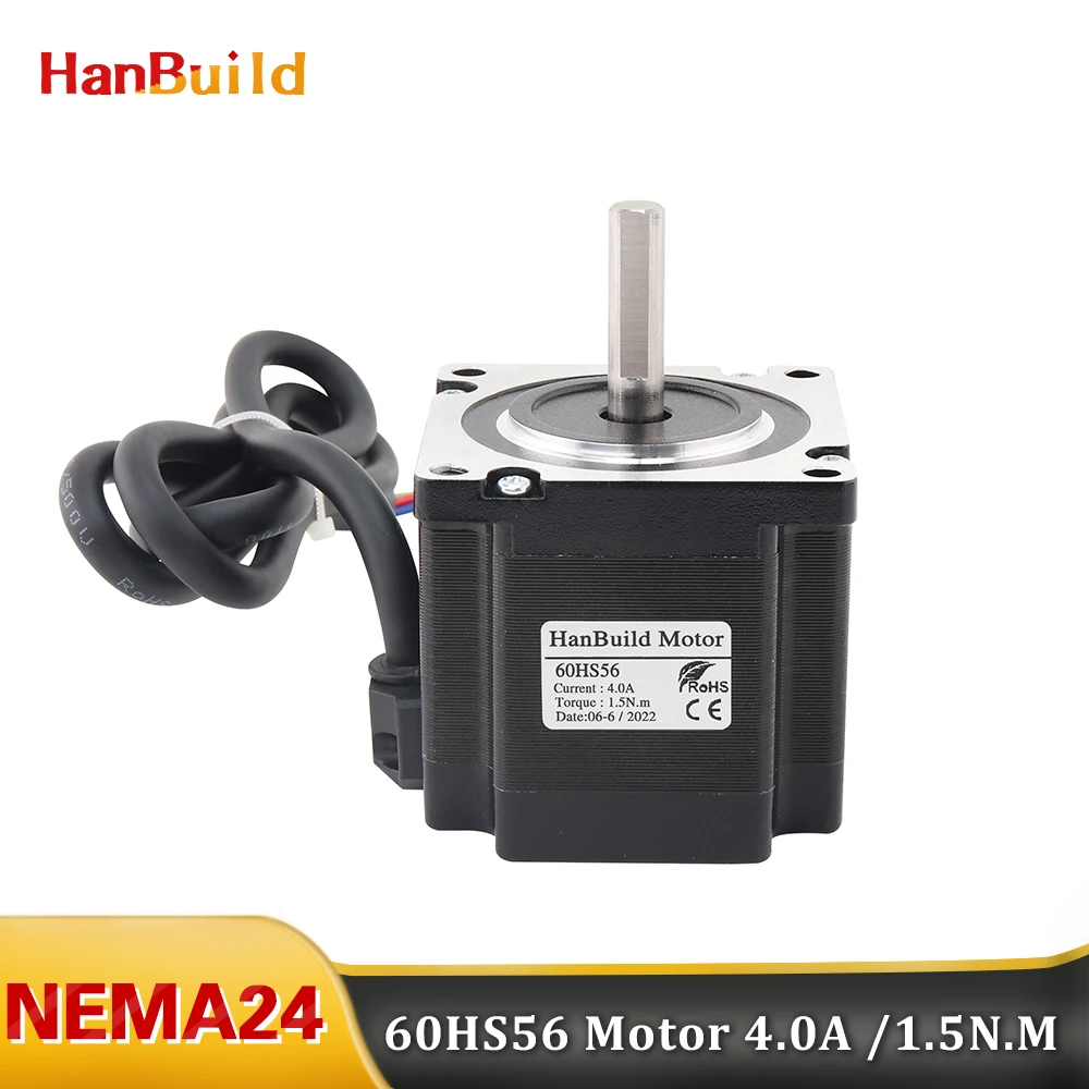 

1.8 Degree Nema24 Stepper Motor 60HS56 2 Phase 4 Leads 1.5N.M 4.0A D8mm For CNC Laser Grinding Foam Plasma Cutting Stepper Motor