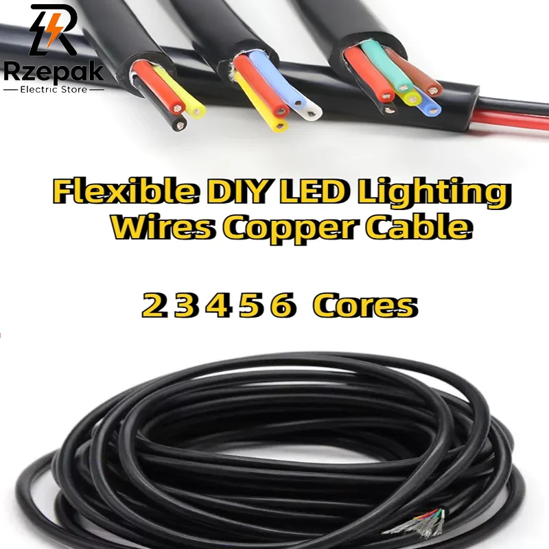 High Temp Flexible Silicone Rubber Insulated Multi‑Core Power Cable, 2/3/4/6 Cores 22-10AWG Soft Copper Electrical Wire, 1‑10M