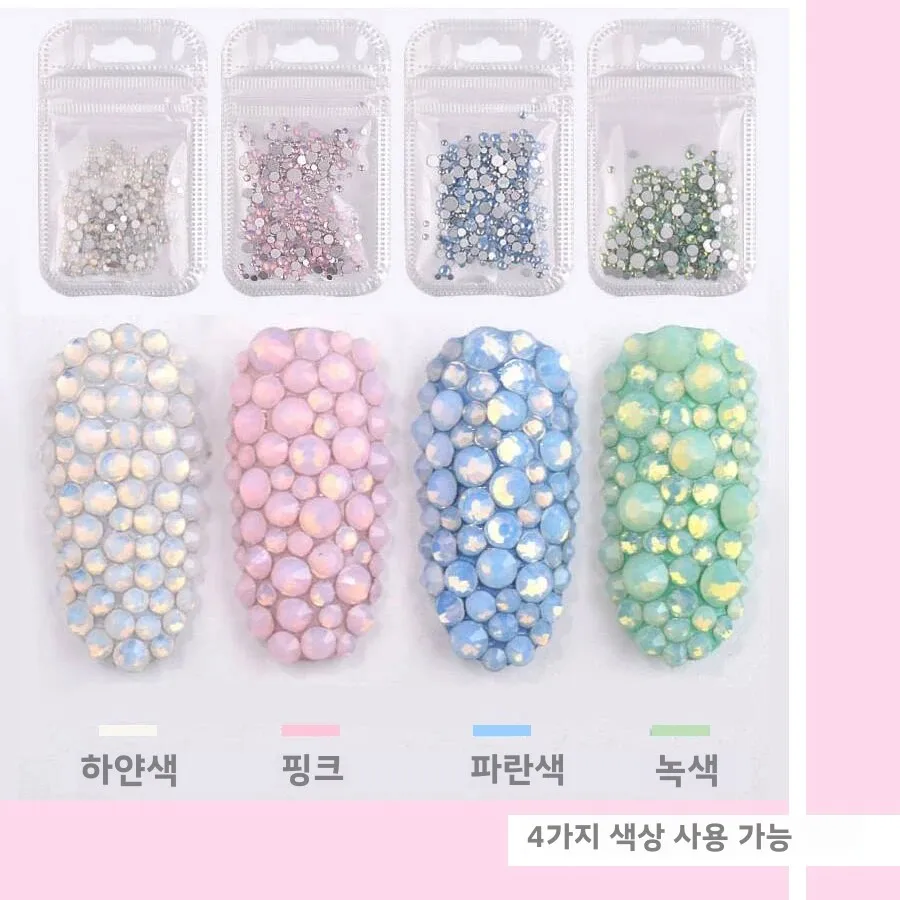 1 Pack Mix Opal Crystal Nail Art Rhinestones 3d Charm Glass Flatback Non Hotfix DIY Nail Jewelry Sticker Decorations For Nails