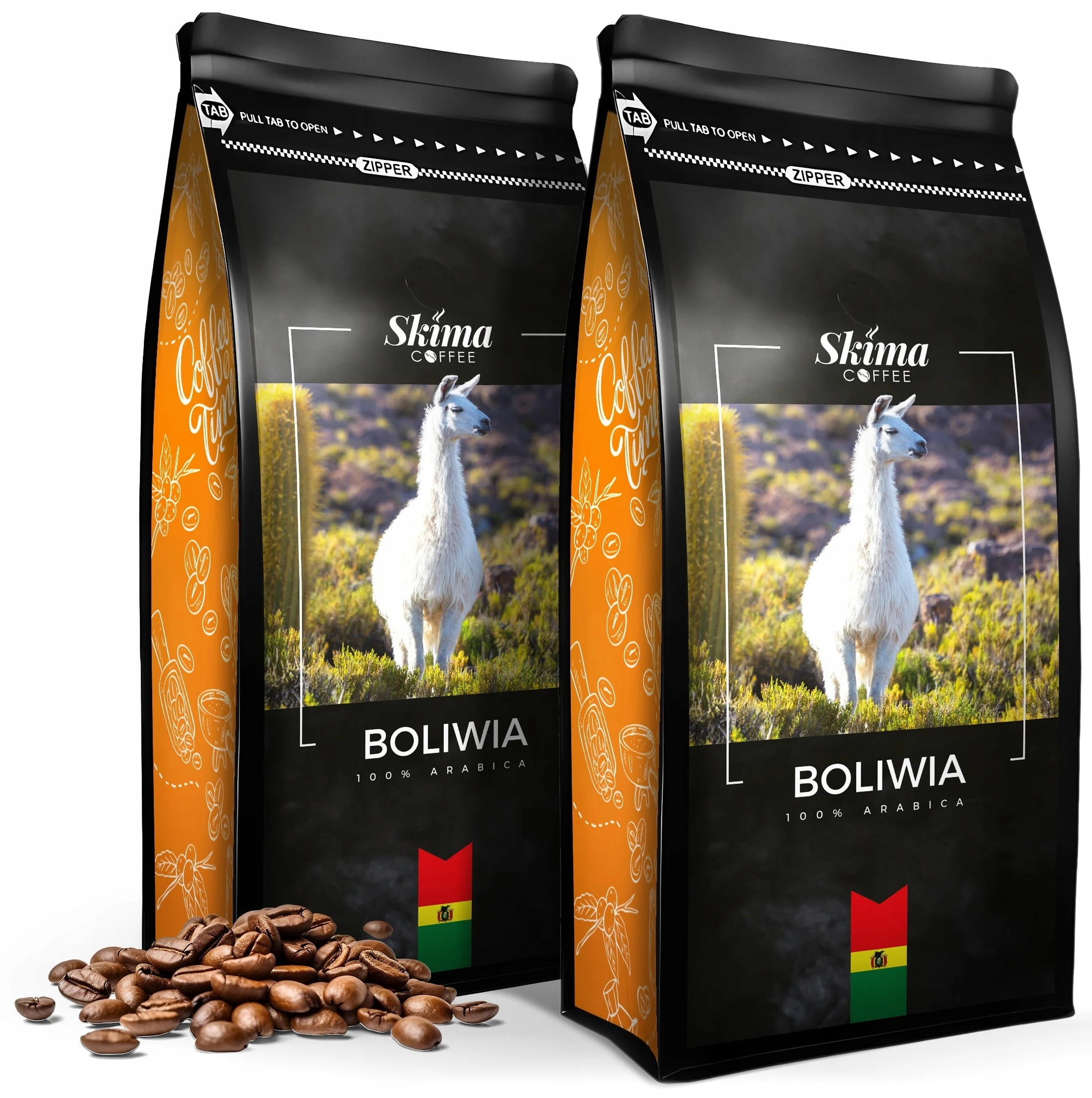 Kawa ziarnista 2x1kg BOLIWIA 100% ARABICA Świeżo Palona do ekspresu +GRATIS