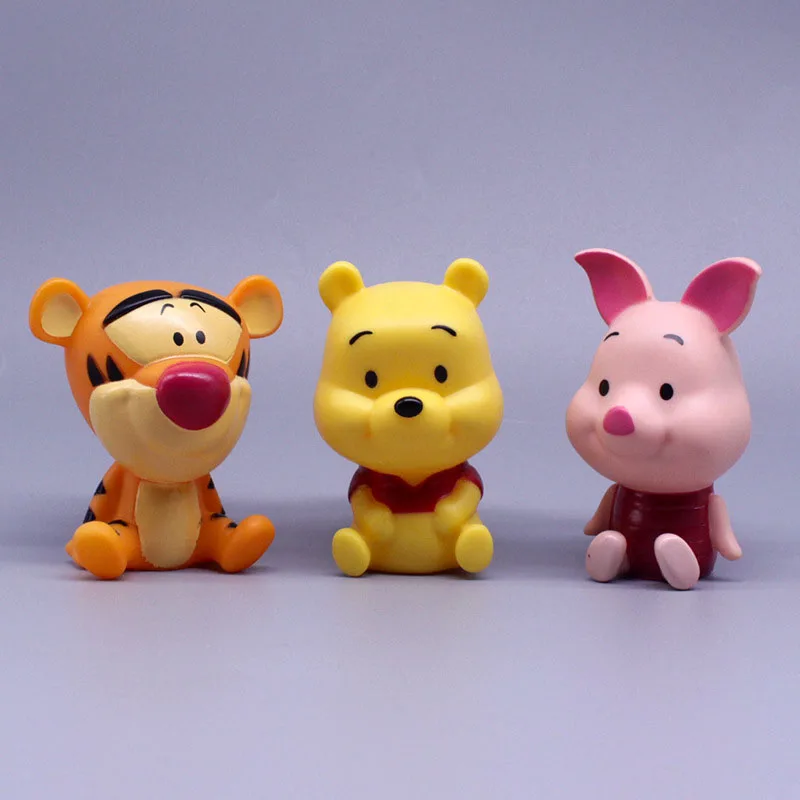 3 Pcs/Set Disney Cute Anime GK Model Birthday Cake Topper Decoration Winnie the Pooh Pig Tigger for Party Boys Girls Hobby Gifts