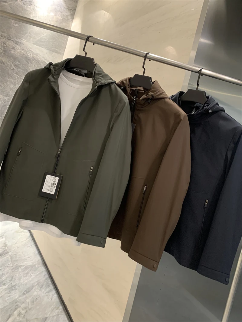 

Легкая серия Busin, мужская повседневная тонкая куртка с капюшоном, дышащая легкая длинная куртка из полиэфирного волокна све, застежка-молния