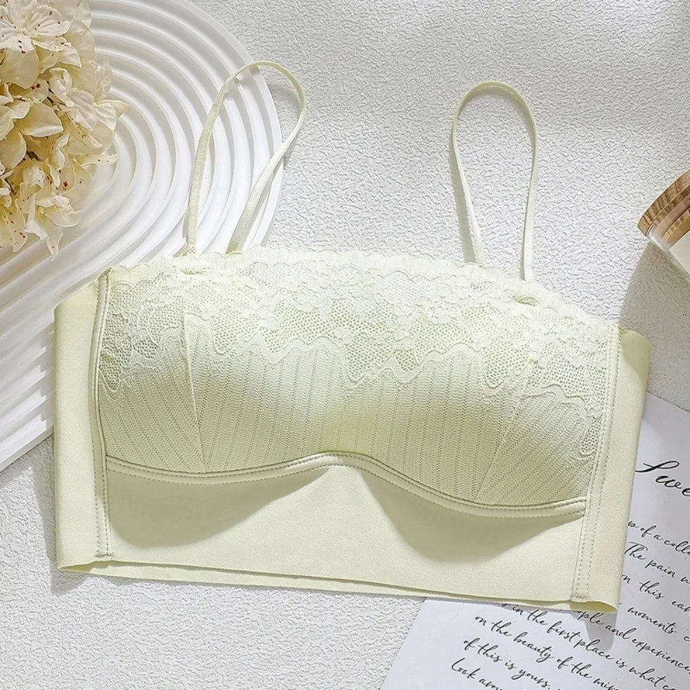 Reggiseno senza fili in pizzo aderente Reggiseno antiurto in tinta unita per donna Intimo push up anti-cedimento senza tracce da corsa