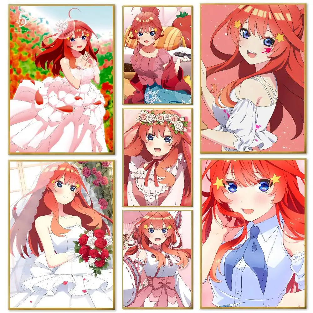 Nakano Itsuki Animation Five Sisters Poster Art Sticky Wall Waterproof Home Living Room Bedroom Bar Aesthetic Decoration