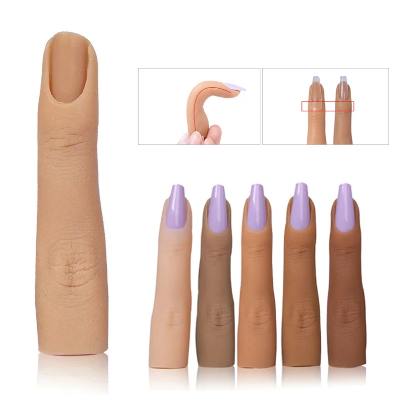 1Pcs Manicure Practice Model Nail Art Training Hand False Finger Natural Nail Tips DIY Nail Display Silicone Finger Dropshipping