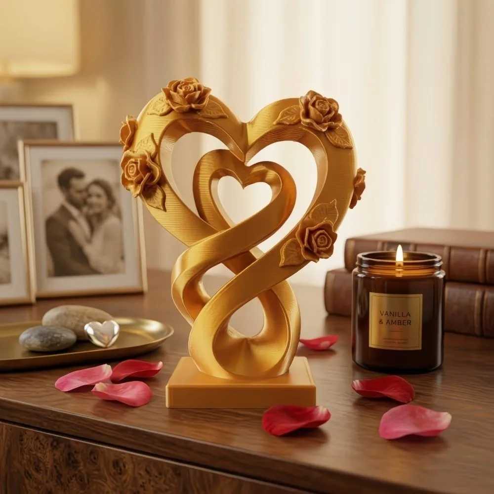 Express Love Romantic Heart Rose Ornament Decorative Plastic Love Ornament Modern Heart Statue Ornament Office