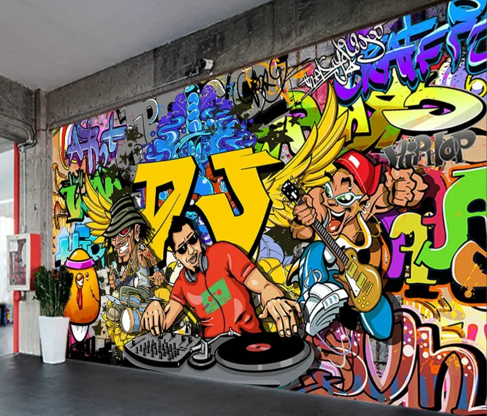 3D Gym Custom Graffiti Wall Murals of Arnold Schwarzenegger and Chris Rock Boxing Gym Decor Background Wallpaper