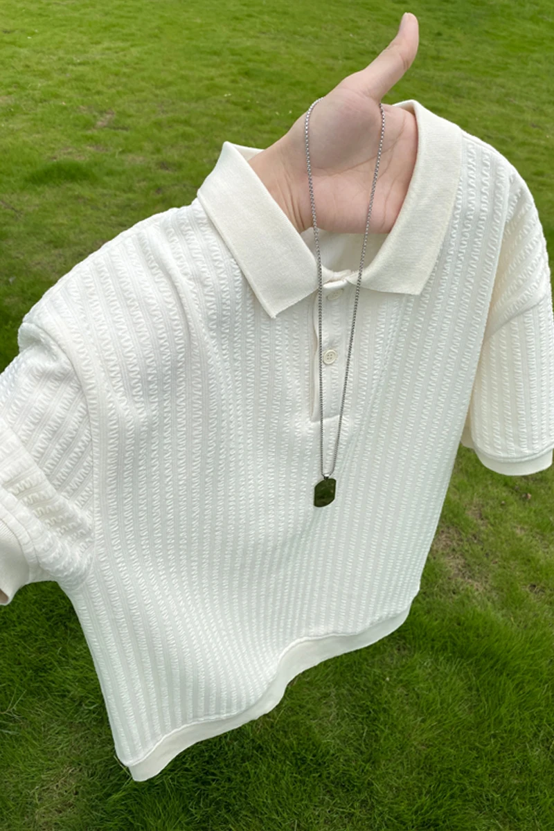 2026 Summer Men's Fashion Casual Oversized Crewneck Short-Sleeve Polo Shirt