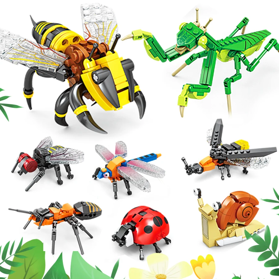 Insect Building Block Assembly Toy, Praying Mantis, Bee, Forest Animal Assembly Model, CHILDREN'S Birthday Gift, Boys and Girls