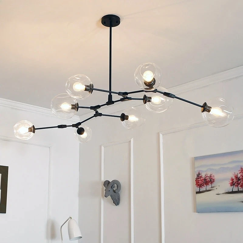 Modern Glass Bubble Chandelier for Living Room Dining Island Suspension Lamp Light Designer Branching Fixtures Hanging Luminaire