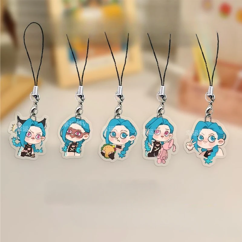 League of Legends Arcane JINX Popular Anime Peripherals Double-sided Non-fading Acrylic Mobile Phone Chain Mobile Phone Pendant